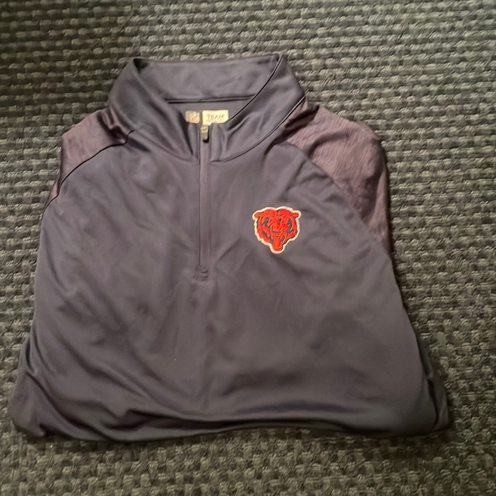 Chicago Bears Men’s Lightweight Polyester Navy Quarterzip Large